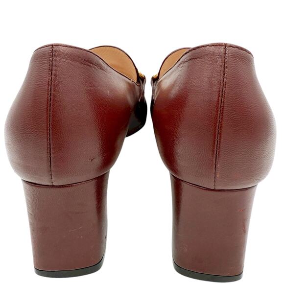 Gucci Zumi Interlocking GG Loafer Pumps EU 37 US 7 Bordeaux Burgundy Block Heel - Picture 9 of 15